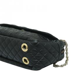 Pre Owned Carolina Herrera Black Quilted Leather Chain Shoulder Bag
