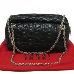 Pre Owned Carolina Herrera Black Quilted Leather Chain Shoulder Bag