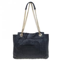 Pre Owned Carolina Herrera Black Monogram Leather Audrey Shoulder Bag