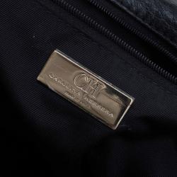 Pre Owned Carolina Herrera Black Monogram Leather Audrey Shoulder Bag