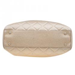 Pre Owned Carolina Herrera Metallic Gold Leather Shopper Tote