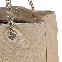 Pre Owned Carolina Herrera Metallic Gold Leather Shopper Tote