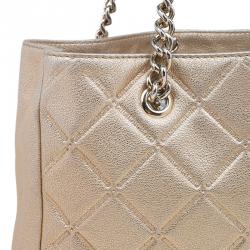 Pre Owned Carolina Herrera Metallic Gold Leather Shopper Tote