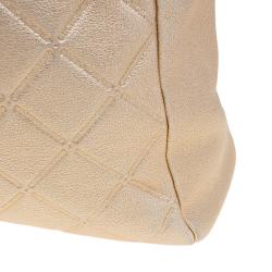 Pre Owned Carolina Herrera Metallic Gold Leather Shopper Tote