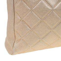 Pre Owned Carolina Herrera Metallic Gold Leather Shopper Tote