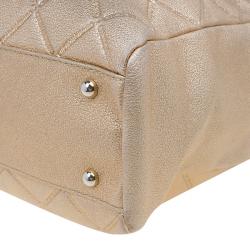Pre Owned Carolina Herrera Metallic Gold Leather Shopper Tote