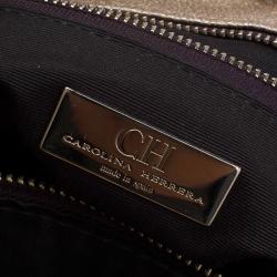 Pre Owned Carolina Herrera Metallic Gold Leather Shopper Tote