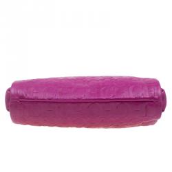 Pre Owned Carolina Herrera Fuschia Monogram Leather Hobo