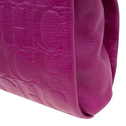 Pre Owned Carolina Herrera Fuschia Monogram Leather Hobo