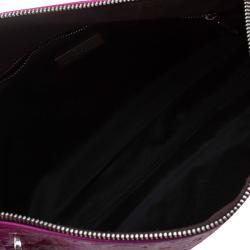 Pre Owned Carolina Herrera Fuschia Monogram Leather Hobo