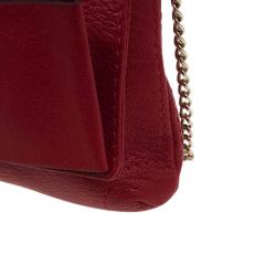 Pre Owned Carolina Herrera Red Leather Bow Clutch Bag