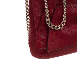 Pre Owned Carolina Herrera Red Leather Bow Clutch Bag