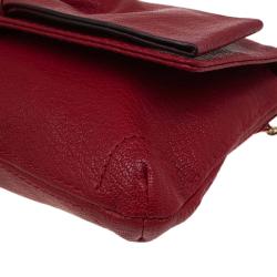 Pre Owned Carolina Herrera Red Leather Bow Clutch Bag