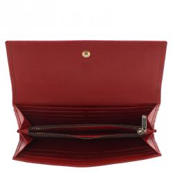 Pre Owned Carolina Herrera Red Monogram Leather Continental Wallet