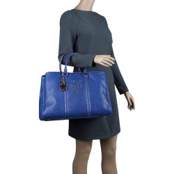 Pre Owned Carolina Herrera Blue Leather Matteo Tote