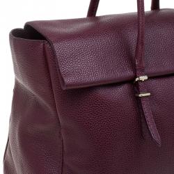 Pre Owned Carolina Herrera Burgundy Leather Tempo Collection Adagio Tote