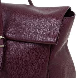 Pre Owned Carolina Herrera Burgundy Leather Tempo Collection Adagio Tote