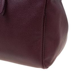 Pre Owned Carolina Herrera Burgundy Leather Tempo Collection Adagio Tote