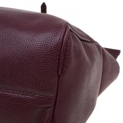 Pre Owned Carolina Herrera Burgundy Leather Tempo Collection Adagio Tote