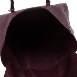 Pre Owned Carolina Herrera Burgundy Leather Tempo Collection Adagio Tote