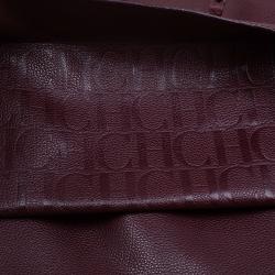 Pre Owned Carolina Herrera Burgundy Leather Tempo Collection Adagio Tote
