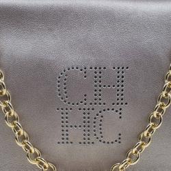 Pre Owned Carolina Herrera Grey Leather Chain Triana Shoulder bag