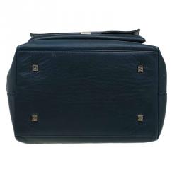 Pre Owned  Carolina Herrera Navy Blue Leather Envelope Pocket Tote