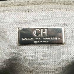 Pre Owned  Carolina Herrera Navy Blue Leather Envelope Pocket Tote