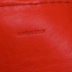 Pre Owned Carolina Herrera Red Monogram Leather Matryoshka Tote