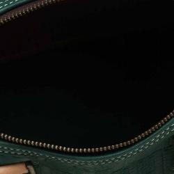 Pre Owned Carolina Herrera Green Leather Andy Boston Bag