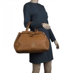 Pre Owned Carolina Herrera Brown Leather Tote 