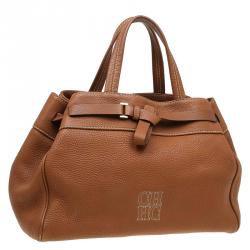Pre Owned Carolina Herrera Brown Leather Tote 