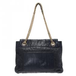 Pre Owned Carolina Herrera Black Monogram Leather Audrey Shoulder Bag