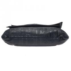 Pre Owned Carolina Herrera Black Monogram Leather Audrey Shoulder Bag