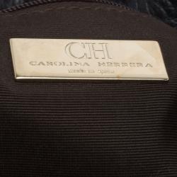 Pre Owned Carolina Herrera Black Monogram Leather Audrey Shoulder Bag