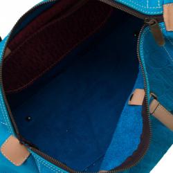 Pre Owned Carolina Herrera Turquoise Leather Large Andy Boston Bag