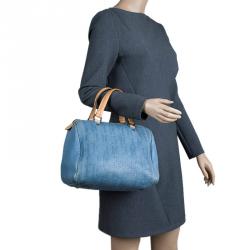Carolina Herrera Sky Blue Monogram Canvas Andy Boston Bag
