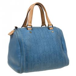 Carolina Herrera Sky Blue Monogram Canvas Andy Boston Bag