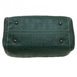 Pre Owned Carolina Herrera Dark Green Leather Andy Boston Bag