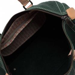 Pre Owned Carolina Herrera Dark Green Leather Andy Boston Bag