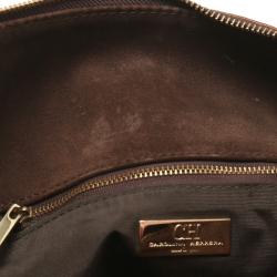 Pre Owned Carolina Herrera Brown Monogram Leather Shoulder Bag