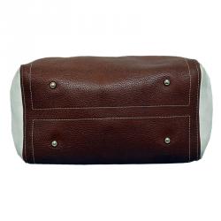 Pre Owned Carolina Herrera Bi Color Pebbled Leather Andy Boston