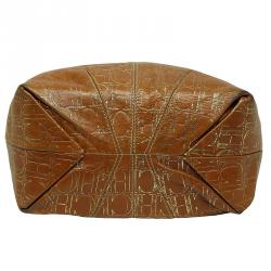 Pre Owned Carolina Herrera Brown Monogram Leather Chain Shoulder Bag