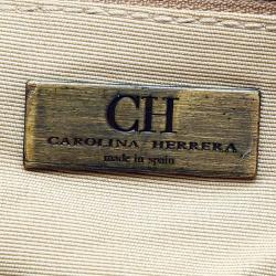 Pre Owned Carolina Herrera Brown Monogram Leather Chain Shoulder Bag