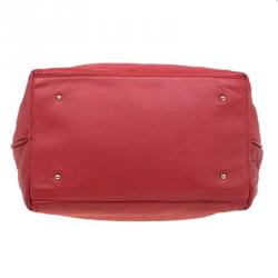 Pre Owned Carolina Herrera Red Leather Pleated Hobo