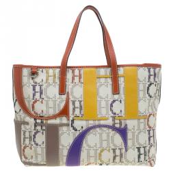Pre Owned Carolina Herrera Multicolor Monogram Canvas Tote