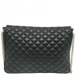 Pre Owned Carolina Herrera Black Quilted Leather Flap Bag