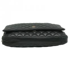 Pre Owned Carolina Herrera Black Quilted Leather Flap Bag