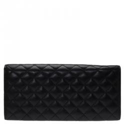 Pre Owned Carolina Herrera Black Quilted Leather Continental Wallet