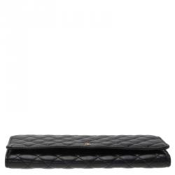 Pre Owned Carolina Herrera Black Quilted Leather Continental Wallet